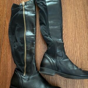 Aldo Black Over the Knee Boots with Gold Zipper